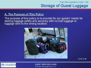 Front Office Operations Guide 1188 Storage of Guest