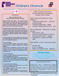 Childrens Chronicle A Monthly Parent Newsletter of LSUHSC