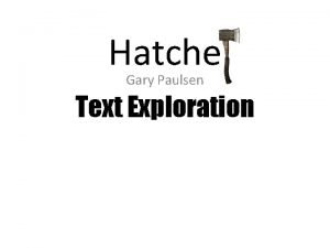 Hatche Gary Paulsen Text Exploration Chapter 18 Hatchet