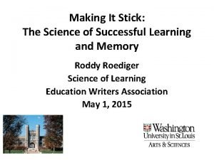 Making It Stick The Science of Successful Learning