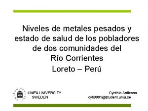 Niveles de metales pesados y estado de salud