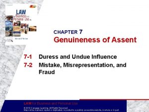 CHAPTER 7 Genuineness of Assent 7 1 7