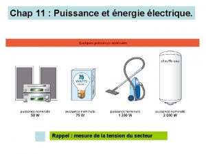 Chap 11 Puissance et nergie lectrique Rappel mesure