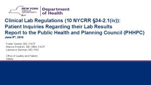 Clinical Lab Regulations 10 NYCRR 34 2 1iv