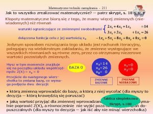 Matematyczne techniki zarzdzania 211 Jak to wszystko zrealizowa