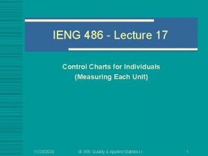 IENG 486 Lecture 17 Control Charts for Individuals