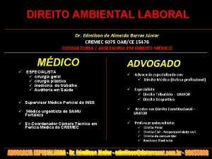 DIREITO AMBIENTAL LABORAL Dr Edmilson de Almeida Barros