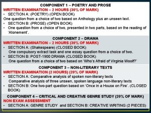 COMPONENT 1 POETRY AND PROSE WRITTEN EXAMINATION 2
