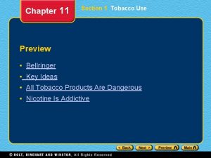 Chapter 11 Section 1 Tobacco Use Preview Bellringer
