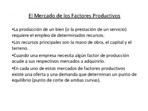 El Mercado de los Factores Productivos La produccin