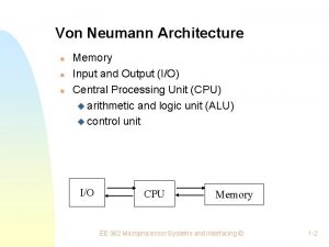 Von Neumann Architecture Memory Input and Output IO