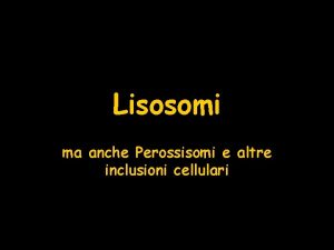 Lisosomi ma anche Perossisomi e altre inclusioni cellulari