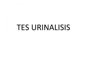 TES URINALISIS Pendahuluan Urinalisis tes urin atau analisis
