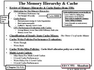 The Memory Hierarchy Cache Review of Memory Hierarchy