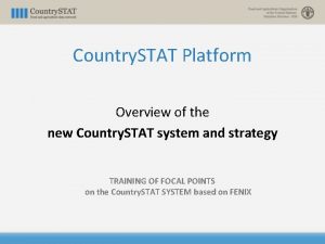 Country STAT Platform Overview of the new Country