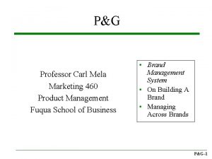 PG Professor Carl Mela Marketing 460 Product Management