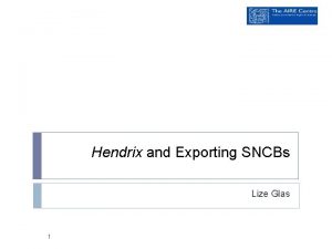 Hendrix and Exporting SNCBs Lize Glas 1 Introduction