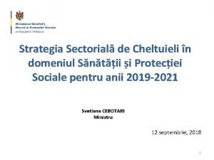 Strategia Sectorial de Cheltuieli n domeniul Sntii i