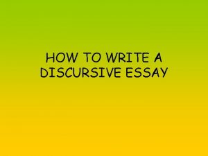 Discursive essay plan