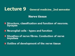 Lecture 9 General medicine2 nd semester Nerve tissue