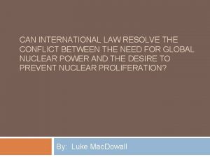 CAN INTERNATIONAL LAW RESOLVE THE CONFLICT BETWEEN THE