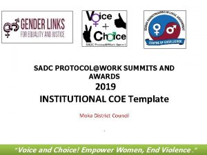 SADC PROTOCOLWORK SUMMITS AND AWARDS 2019 INSTITUTIONAL COE