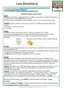 Les motions Liens pour enseignant https www powtoon