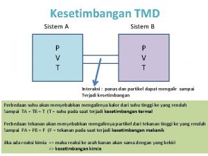 Kesetimbangan TMD Sistem A Sistem B P V