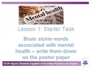 Lesson 1 Starter Task Brain storm words associated