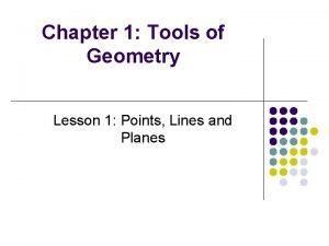 Chapter 1 Tools of Geometry Lesson 1 Points