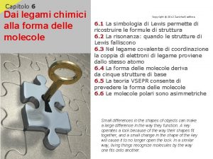 Capitolo 6 Dai legami chimici alla forma delle