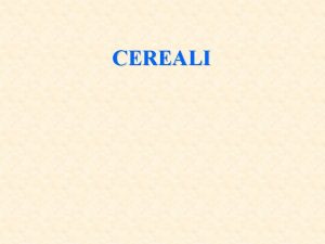 CEREALI Con il nome di cereali si comprendono