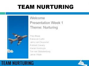 TEAM NURTURING Welcome Presentation Week 1 Theme Nurturing