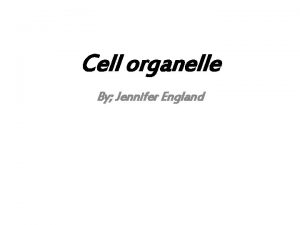 Cell organelle By Jennifer England A cell is