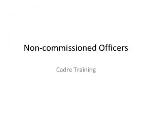 Noncommissioned Officers Cadre Training Training Objective Task Understand