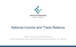 National Income and Trade Balance IMQF course in