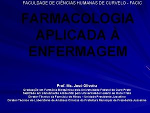 FACULDADE DE CINCIAS HUMANAS DE CURVELO FACIC FARMACOLOGIA