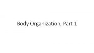 Body Organization Part 1 Levels of Structural Organization