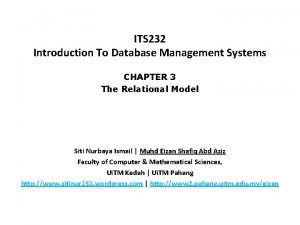 ITS 232 Introduction To Database Management Systems CHAPTER
