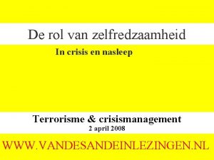 De rol van zelfredzaamheid In crisis en nasleep