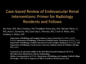 Casebased Review of Endovascular Renal Interventions Primer for