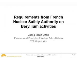 Requirements from French Nuclear Safety Authority on Beryllium