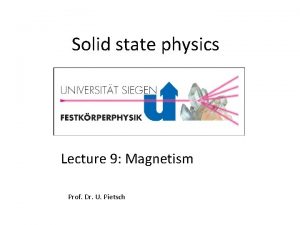 Magnetism in solid state physics