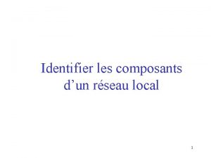 Identifier les composants dun rseau local 1 Les