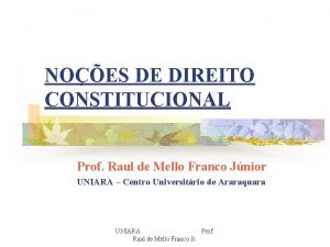 NOES DE DIREITO CONSTITUCIONAL Prof Raul de Mello