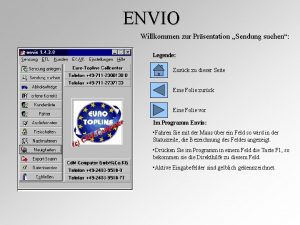 ENVIO Willkommen zur Prsentation Sendung suchen Legende Zurck