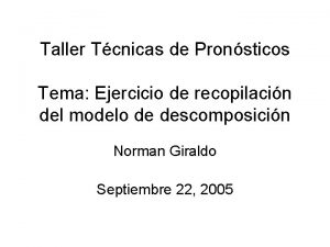 Taller Tcnicas de Pronsticos Tema Ejercicio de recopilacin