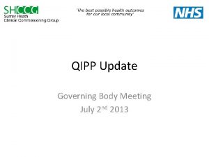 QIPP Update Governing Body Meeting July 2 nd