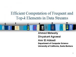 Efficient Computation of Frequent and Topk Elements in