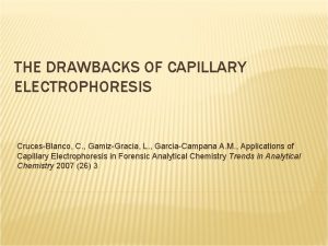 Disadvantages of capillary electrophoresis